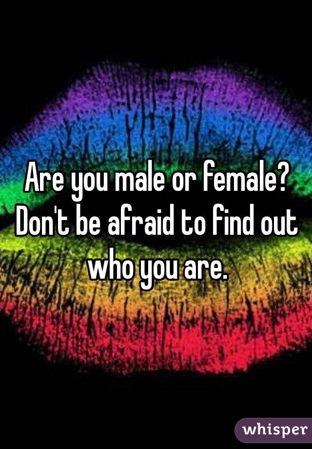Are you male or female? Don't be afraid to find out who you are.