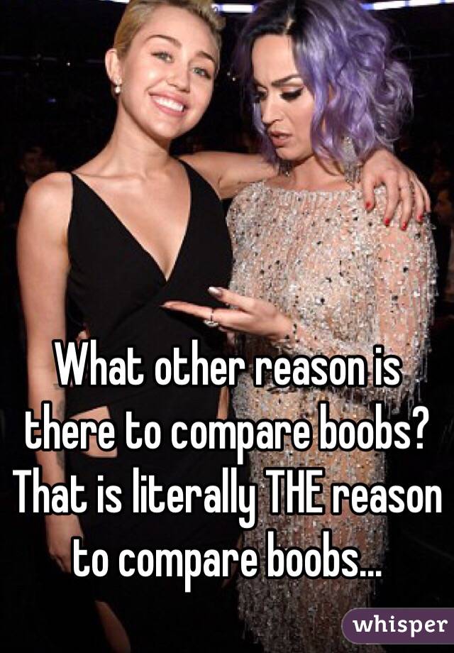 What other reason is there to compare boobs? That is literally THE reason to compare boobs...