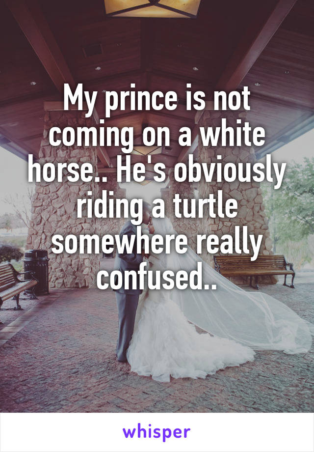 My prince is not coming on a white horse.. He's obviously riding a turtle somewhere really confused..

