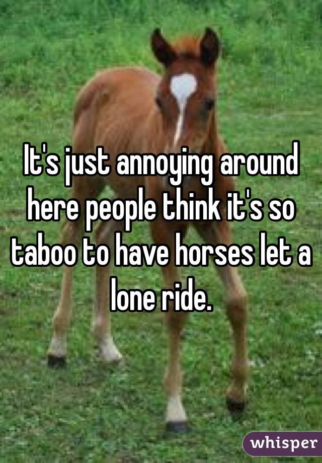 It's just annoying around here people think it's so taboo to have horses let a lone ride. 