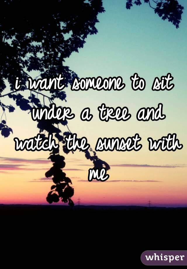 i want someone to sit under a tree and watch the sunset with me