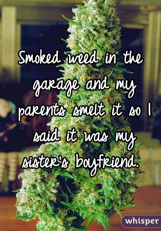 Smoked weed in the garage and my parents smelt it so I said it was my sister's boyfriend. 