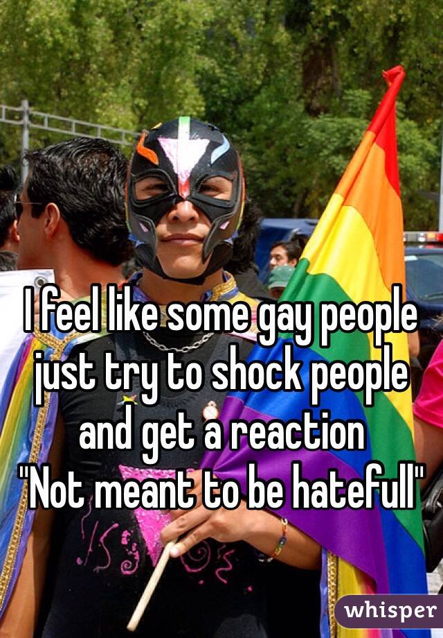 I feel like some gay people just try to shock people and get a reaction 
"Not meant to be hatefull" 