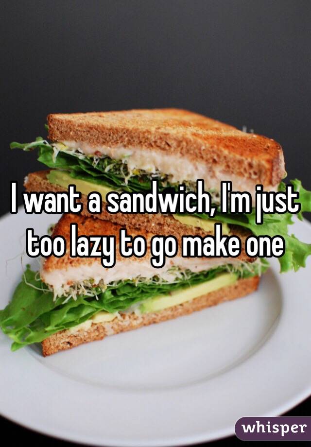 I want a sandwich, I'm just too lazy to go make one 