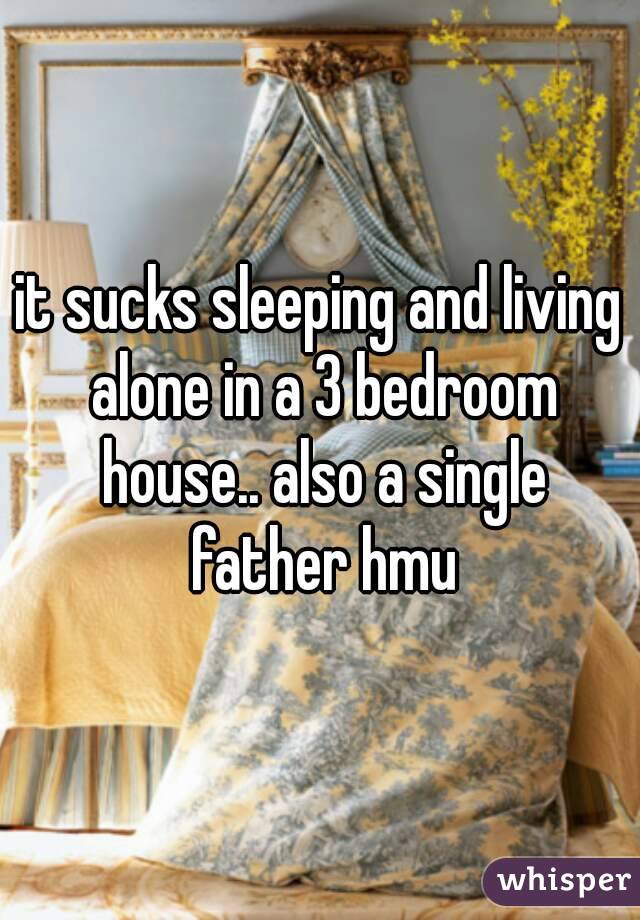 it sucks sleeping and living alone in a 3 bedroom house.. also a single father hmu