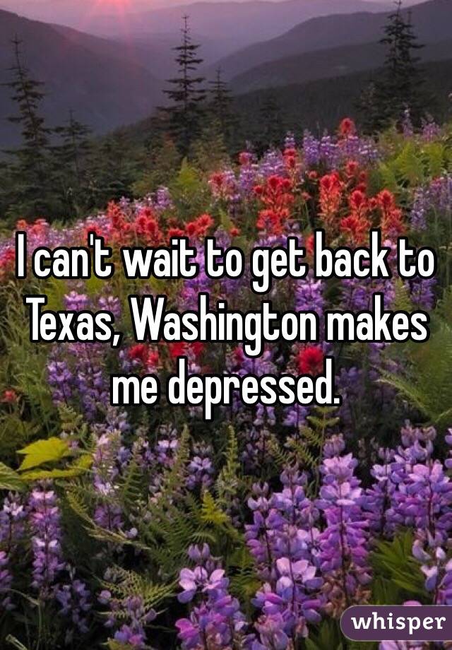 I can't wait to get back to Texas, Washington makes me depressed. 