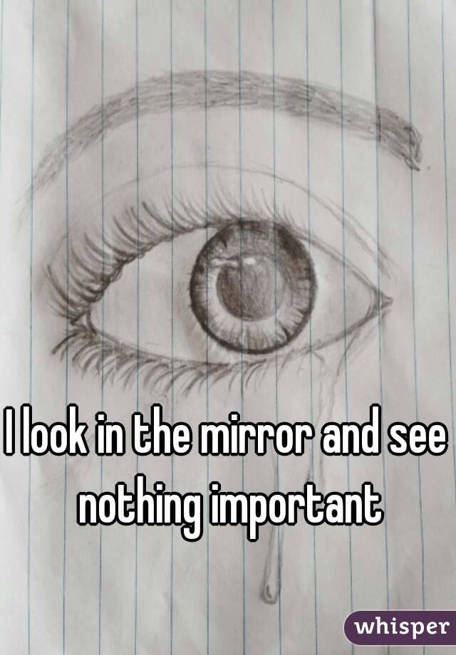 I look in the mirror and see nothing important