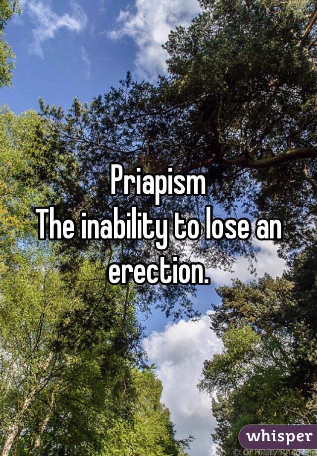 Priapism 
The inability to lose an erection. 