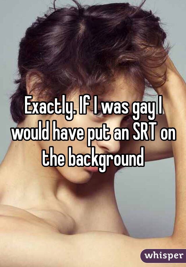 Exactly. If I was gay I would have put an SRT on the background