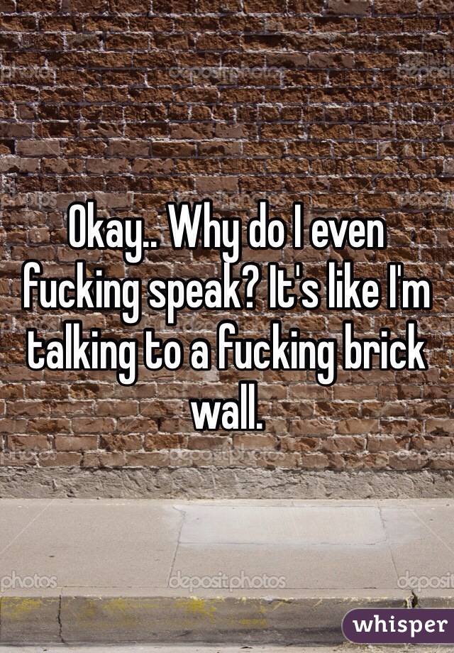 Okay.. Why do I even fucking speak? It's like I'm talking to a fucking brick wall. 