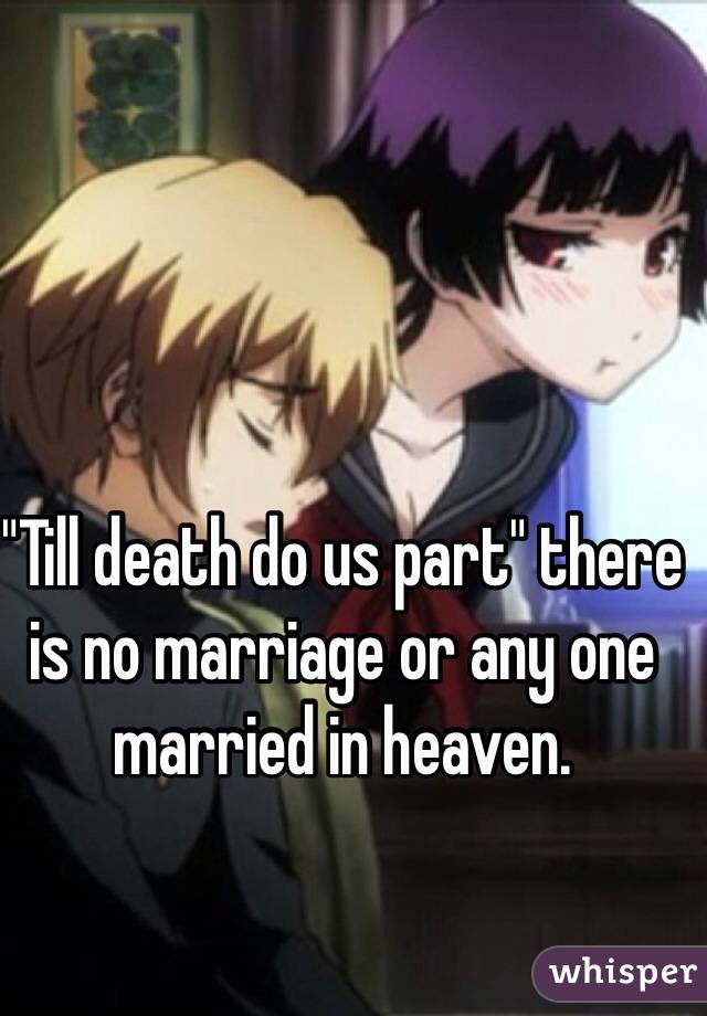 "Till death do us part" there is no marriage or any one married in heaven.