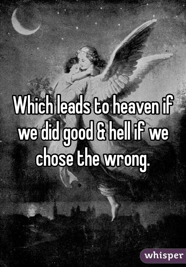 Which leads to heaven if we did good & hell if we chose the wrong.