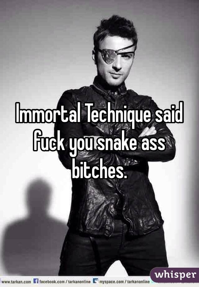 Immortal Technique said fuck you snake ass bitches. 