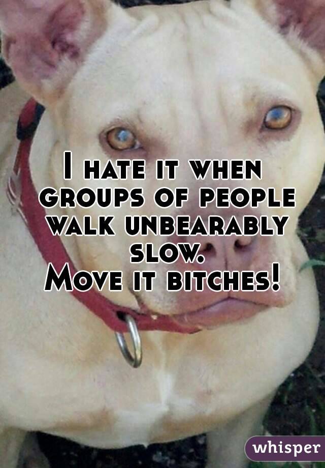 I hate it when groups of people walk unbearably slow.
Move it bitches!