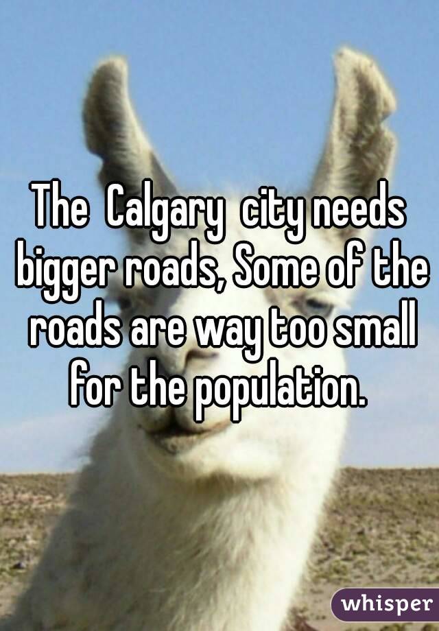 The  Calgary  city needs bigger roads, Some of the roads are way too small for the population. 