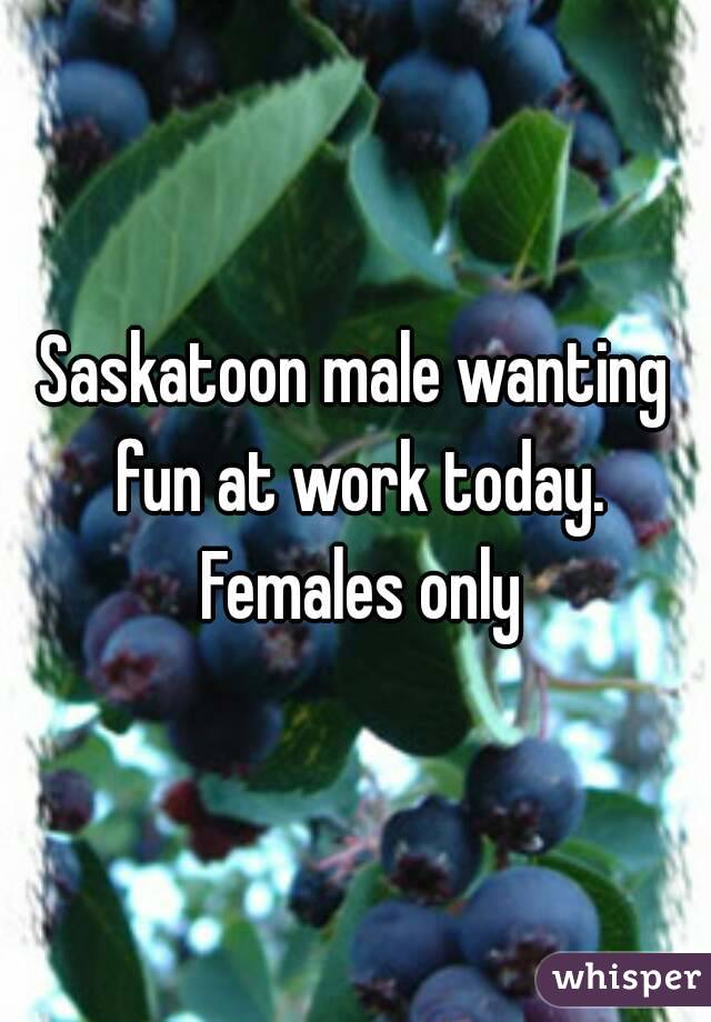 Saskatoon male wanting fun at work today. Females only