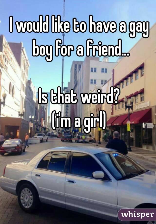 I would like to have a gay boy for a friend...

Is that weird?
(i'm a girl)