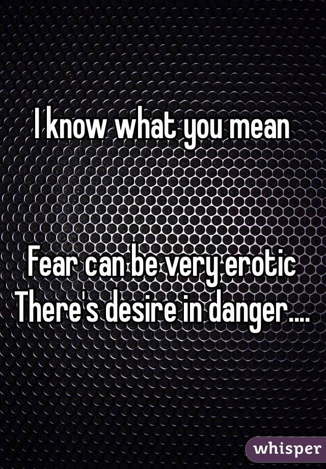 I know what you mean


Fear can be very erotic 
There's desire in danger.... 