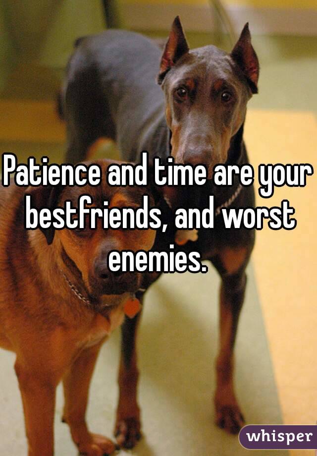 Patience and time are your bestfriends, and worst enemies. 
