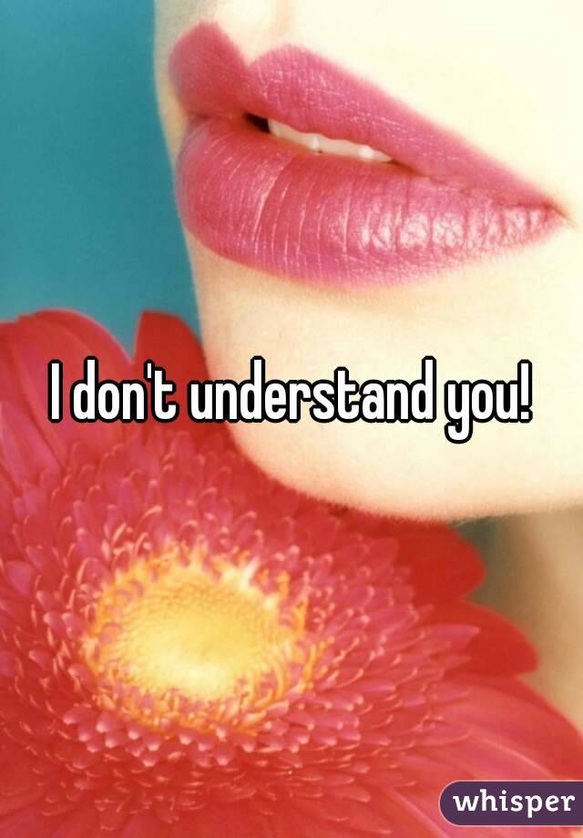 I don't understand you!