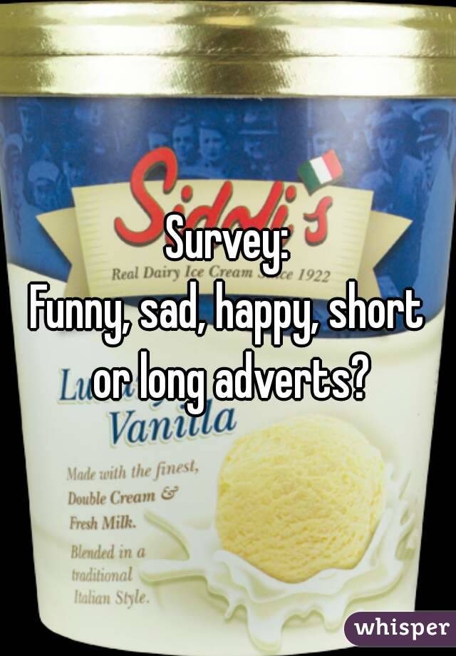 Survey:
Funny, sad, happy, short or long adverts?