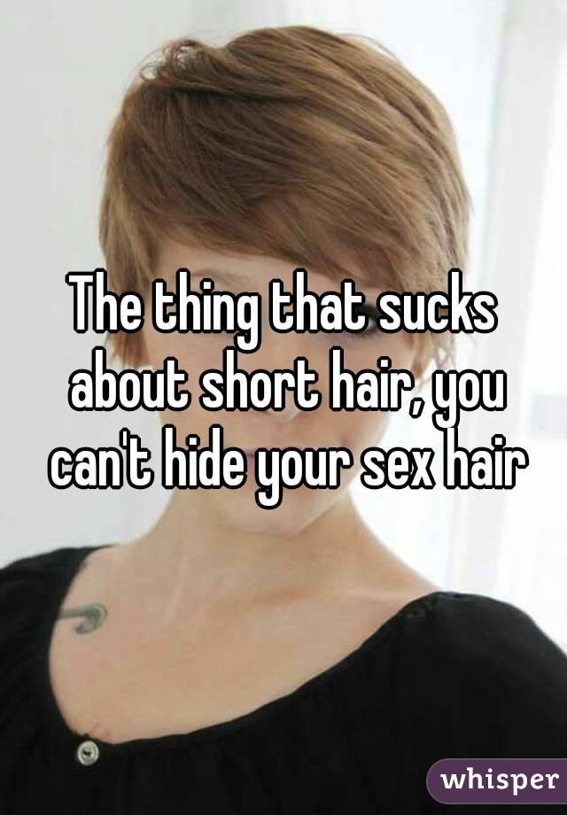The thing that sucks about short hair, you can't hide your sex hair