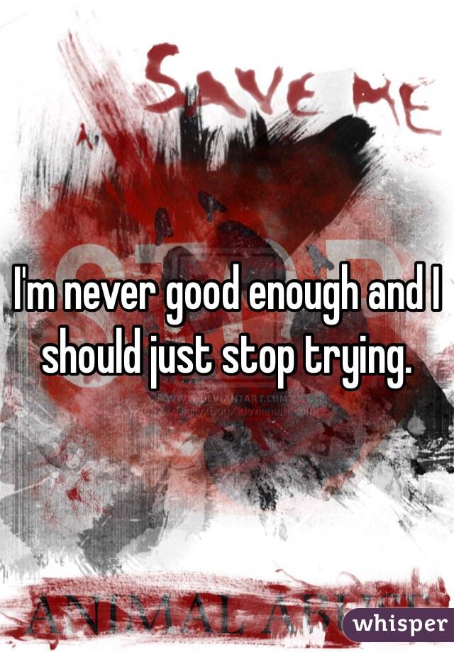 I'm never good enough and I should just stop trying. 