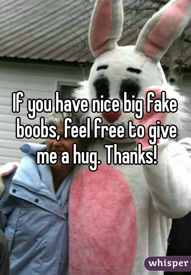 If you have nice big fake boobs, feel free to give me a hug. Thanks!