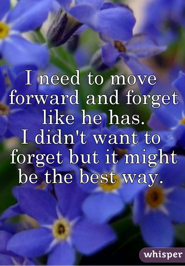 I need to move forward and forget like he has.
I didn't want to forget but it might be the best way. 