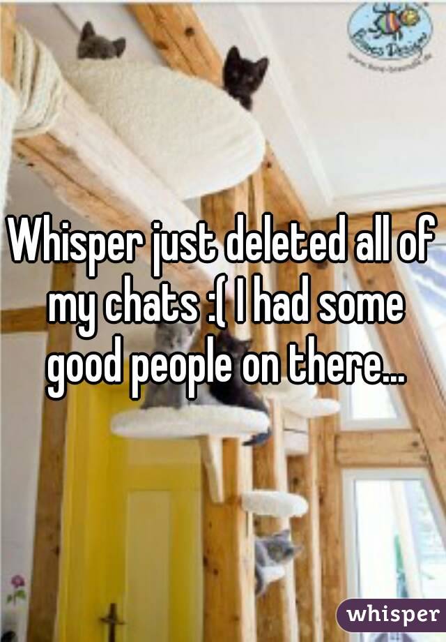 Whisper just deleted all of my chats :( I had some good people on there...