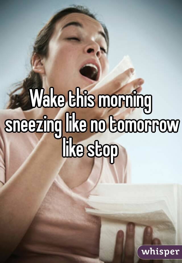Wake this morning sneezing like no tomorrow like stop 