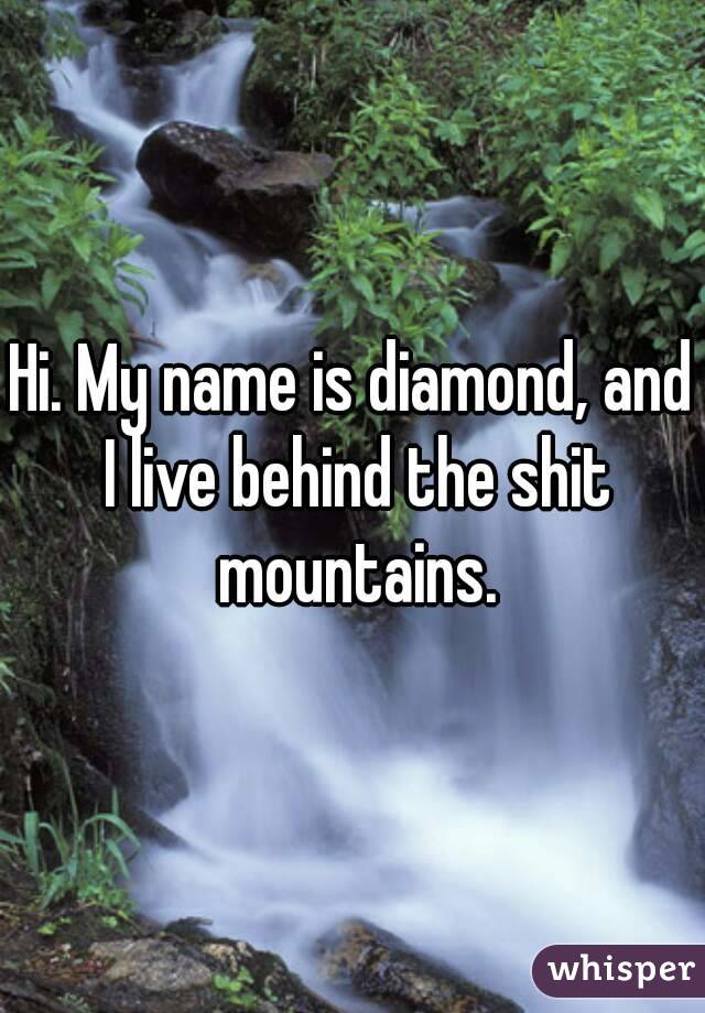 Hi. My name is diamond, and I live behind the shit mountains.