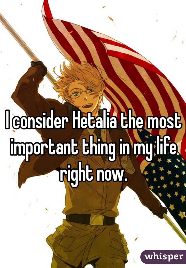 I consider Hetalia the most important thing in my life right now. 