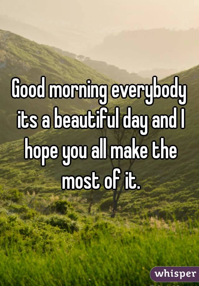 Good morning everybody its a beautiful day and I hope you all make the most of it.