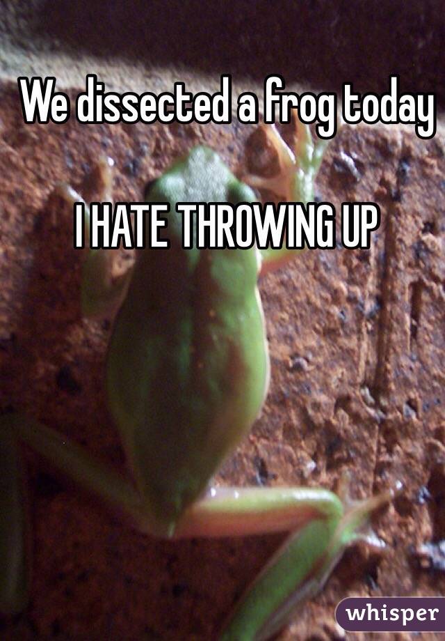 We dissected a frog today

I HATE THROWING UP 