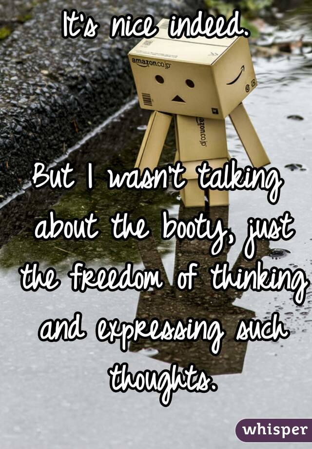 It's nice indeed.


But I wasn't talking about the booty, just the freedom of thinking and expressing such thoughts.