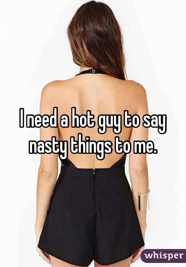 I need a hot guy to say nasty things to me. 