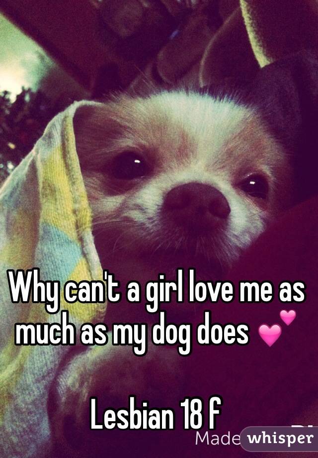 Why can't a girl love me as much as my dog does 💕

Lesbian 18 f