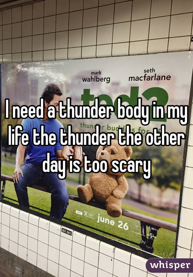 I need a thunder body in my life the thunder the other day is too scary 