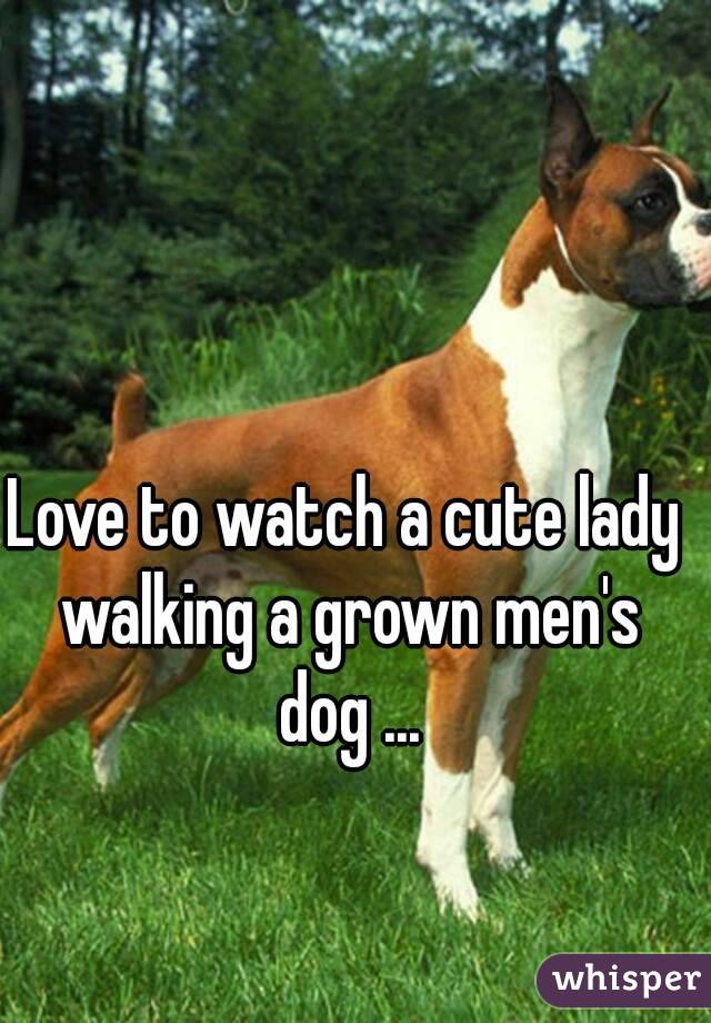 Love to watch a cute lady walking a grown men's dog ...