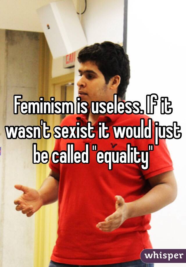 Feminism is useless. If it wasn't sexist it would just be called "equality"