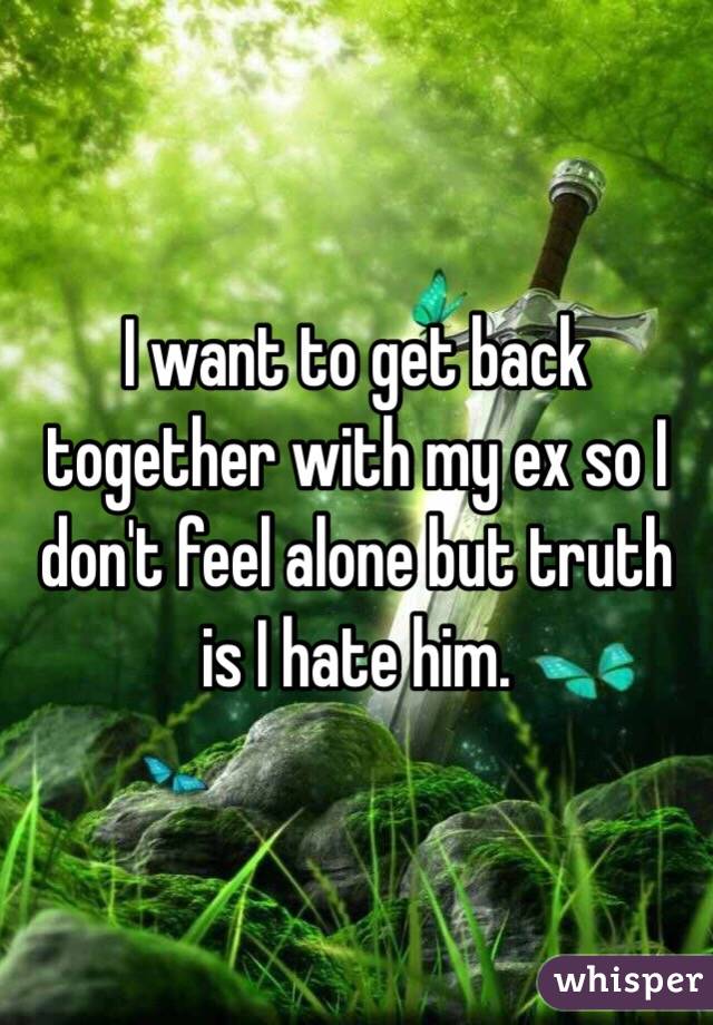 I want to get back together with my ex so I don't feel alone but truth is I hate him. 