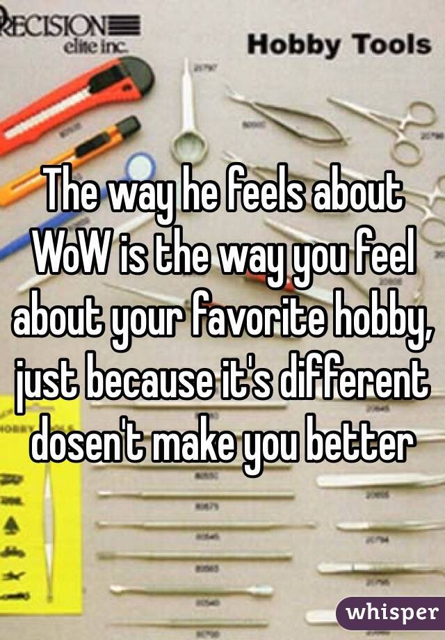 The way he feels about WoW is the way you feel about your favorite hobby, just because it's different dosen't make you better