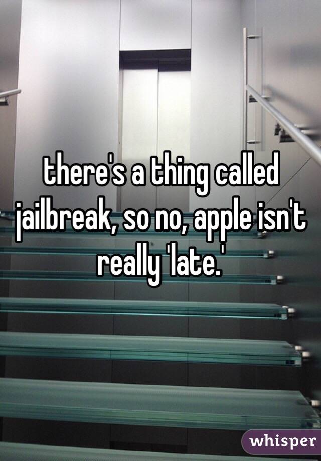 there's a thing called jailbreak, so no, apple isn't really 'late.'