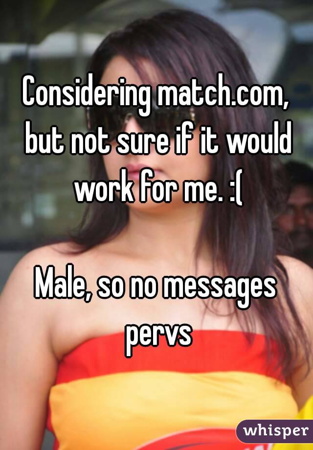 Considering match.com, but not sure if it would work for me. :(

Male, so no messages pervs