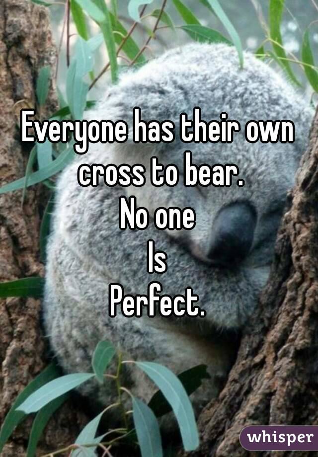 Everyone has their own cross to bear.
No one
Is
Perfect.