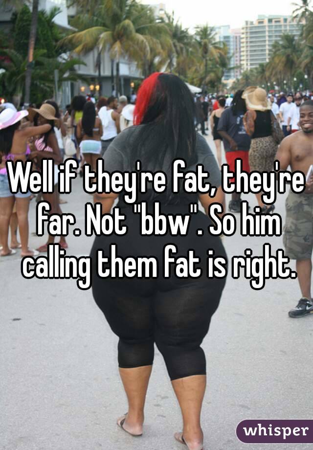 Well if they're fat, they're far. Not "bbw". So him calling them fat is right.