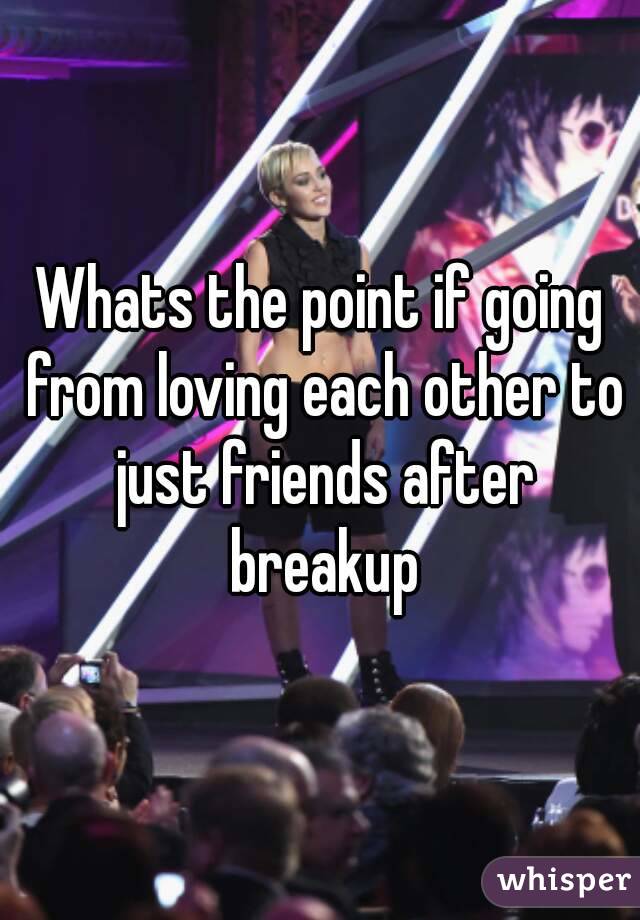 Whats the point if going from loving each other to just friends after breakup