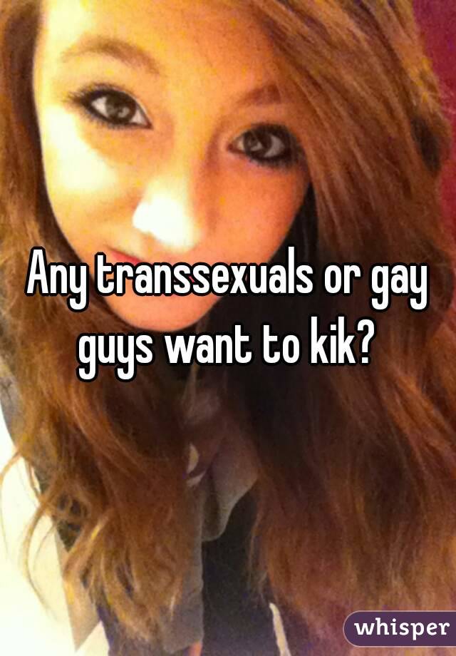 Any transsexuals or gay guys want to kik? 