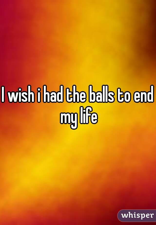 I wish i had the balls to end my life